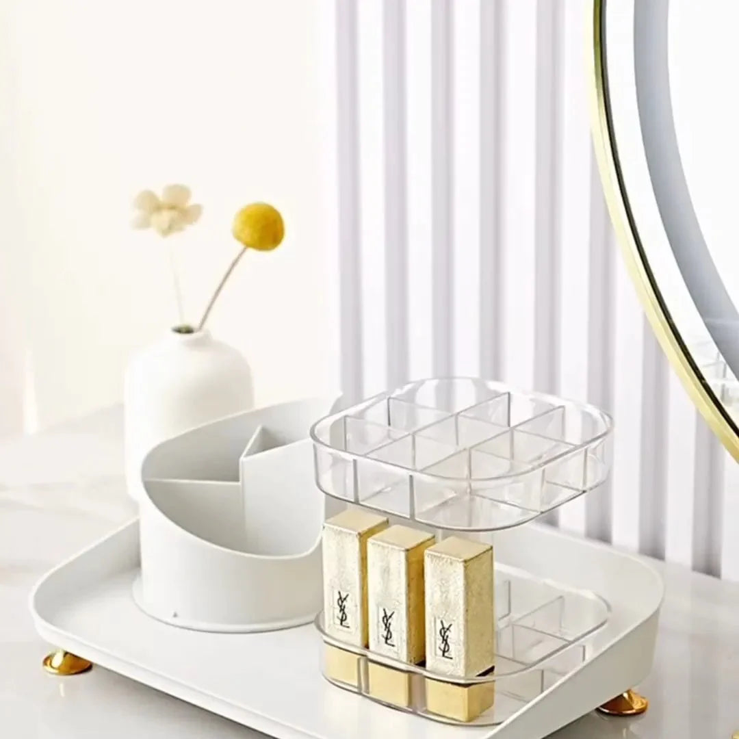 360 Twist Split Makeup Rack, Large Capacity Carousel Spinning Holder, Makeup Pen Organizer Detachable Cosmetic Storage Rack, Vanity Table Desktop Cosmetic Shelf, Table Top Makeup Organizer, Multipurpose Cosmetic Container 360 Twist Split Makeup Rack, Large Capacity Carousel Spinning Holder, Makeup Pen Organizer Detachable Cosmetic Storage Rack, Vanity Table Desktop Cosmetic Shelf, Table Top Makeup Organizer, Multipurpose Cosmetic Container